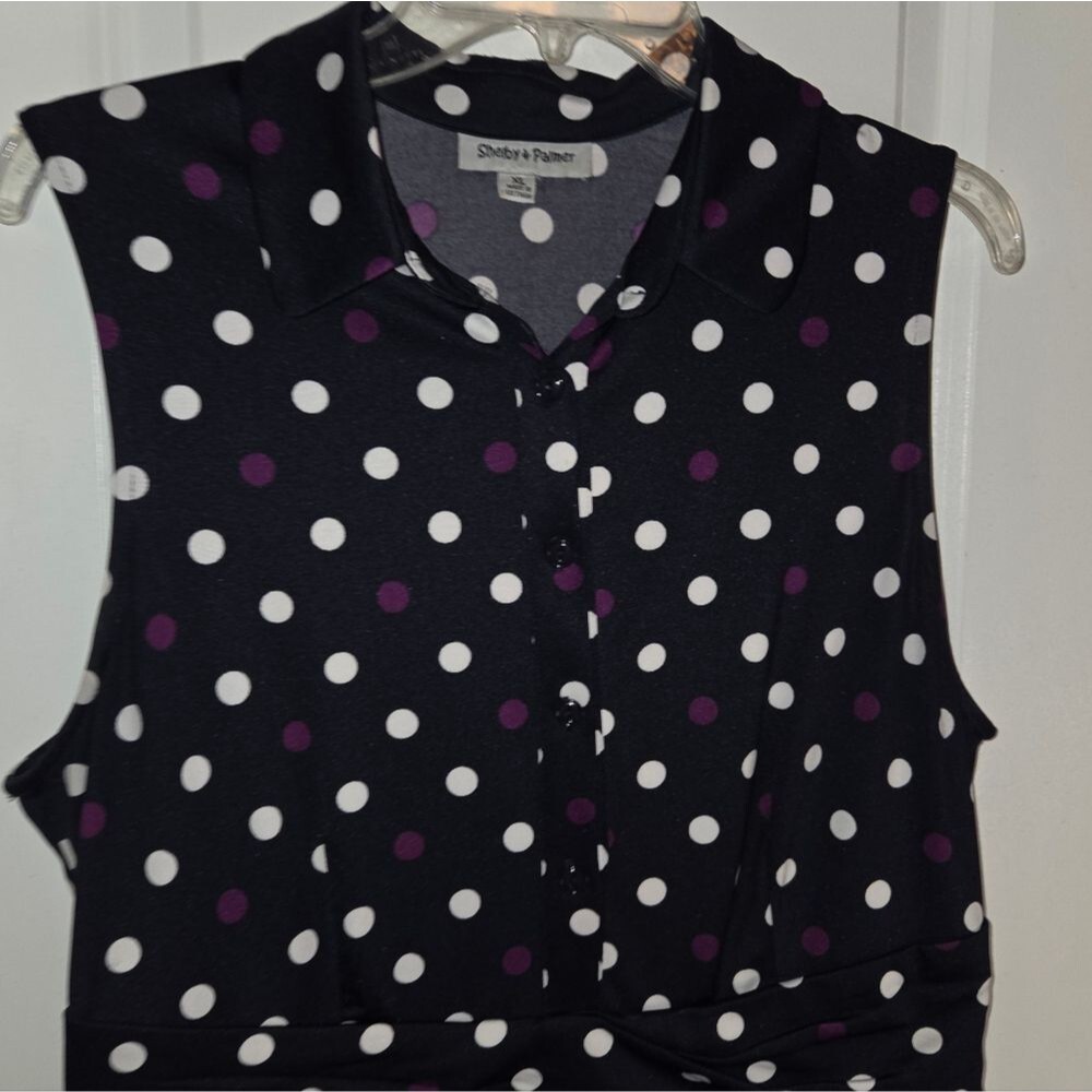 Shelby & Palmer Navy Polkadot Midi Dress - Picture 4 of 9